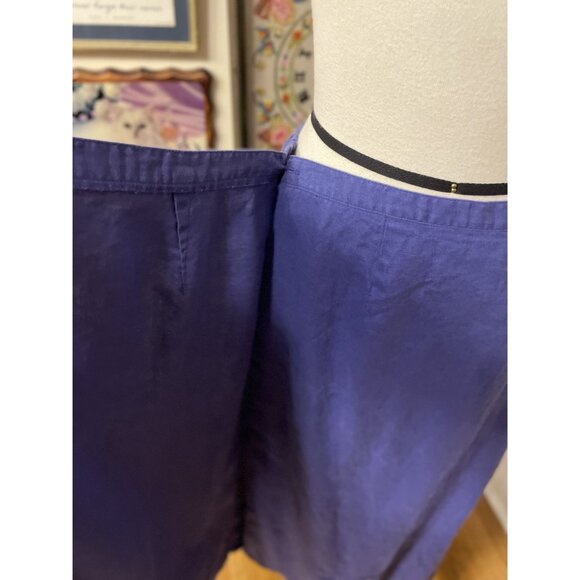 JM Collection Womans Blue Breathable and Cool 100% Linen Faux Wrap Skirt Size 2X - Picture 4 of 6